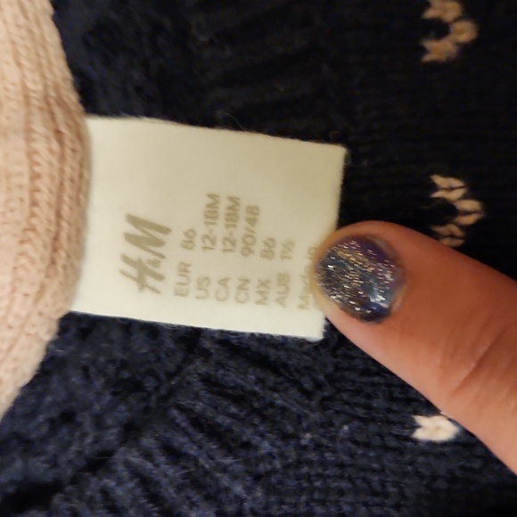 {5\$15}H&M  12-18M Blue/Pink/Gold Owl Sweater - Picture 3 of 6